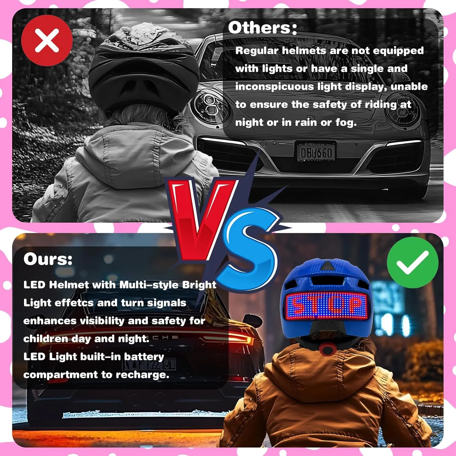 Kids Bike Helmet with LED Lights, Remote Control Turn Signals Safety Helmet Back Light for Youth Mountain Cycling Scooter Skateboarding, Adjustable and Lightweight for Boys Girls