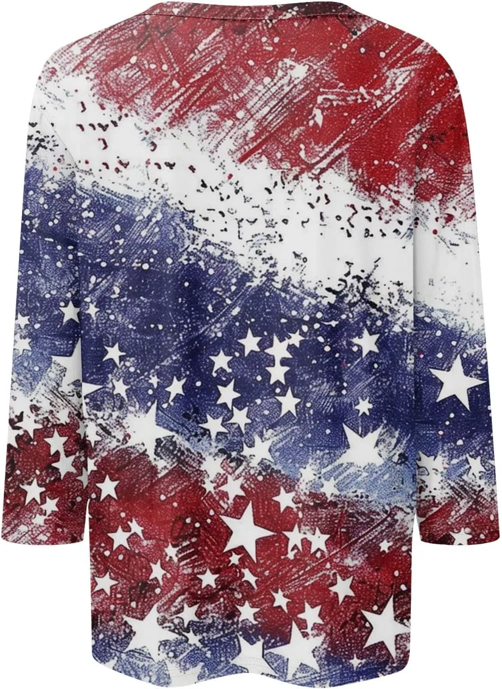 KIKX0DE 4Th of July Shirts Women 3/4 Sleeve Crewneck Cute Shirts Casual Print Three Quarter Length T Shirt