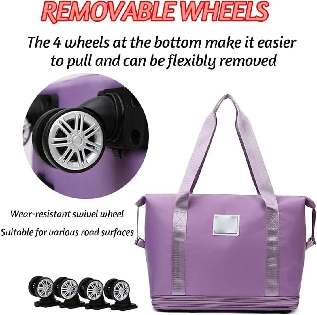 Klarson Expandable Bag with Wheels,klarson travel bag,Collapsible Luggage With Wheels, Foldable without Handle (Gray)