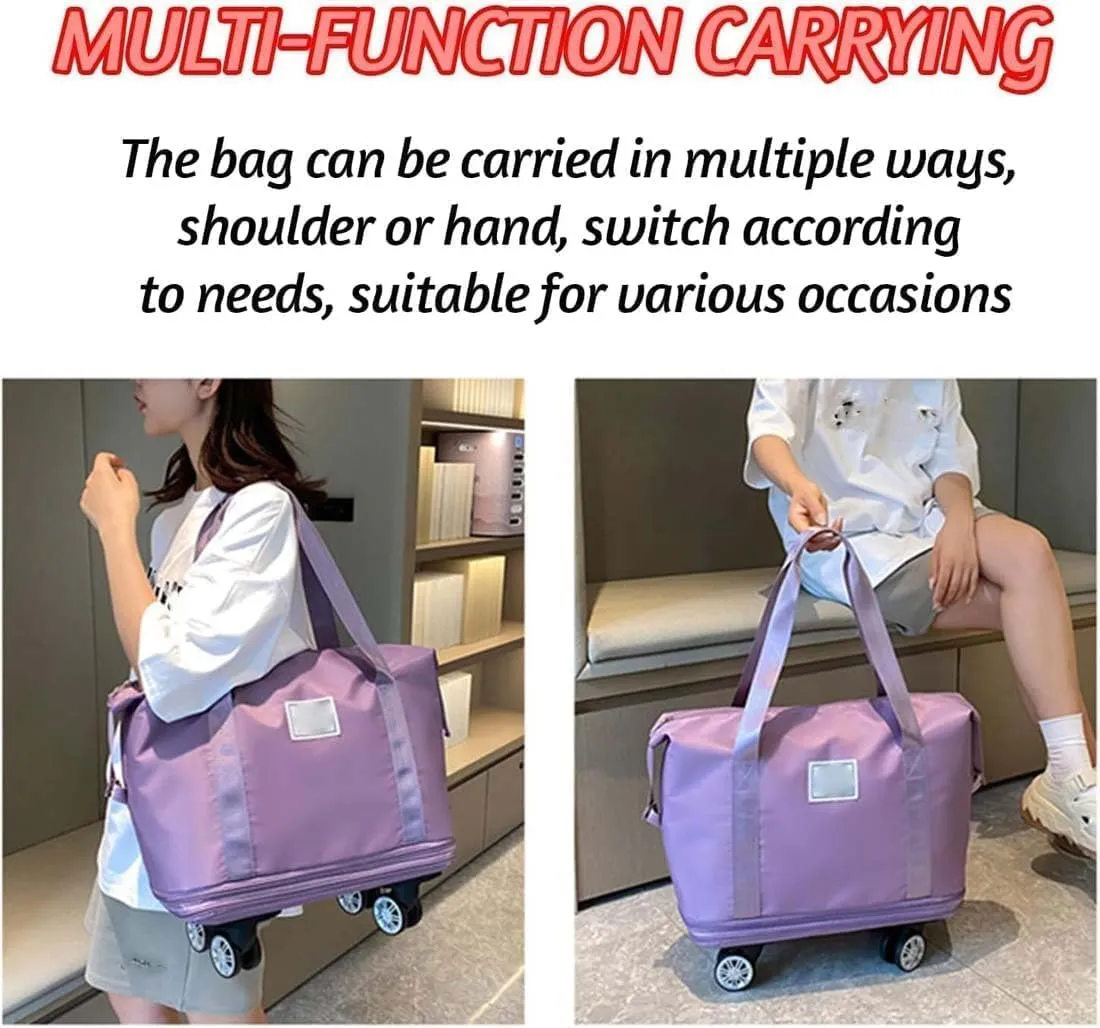 Klarson Expandable Bag with Wheels,klarson travel bag,Collapsible Luggage With Wheels, Foldable without Handle (Gray)