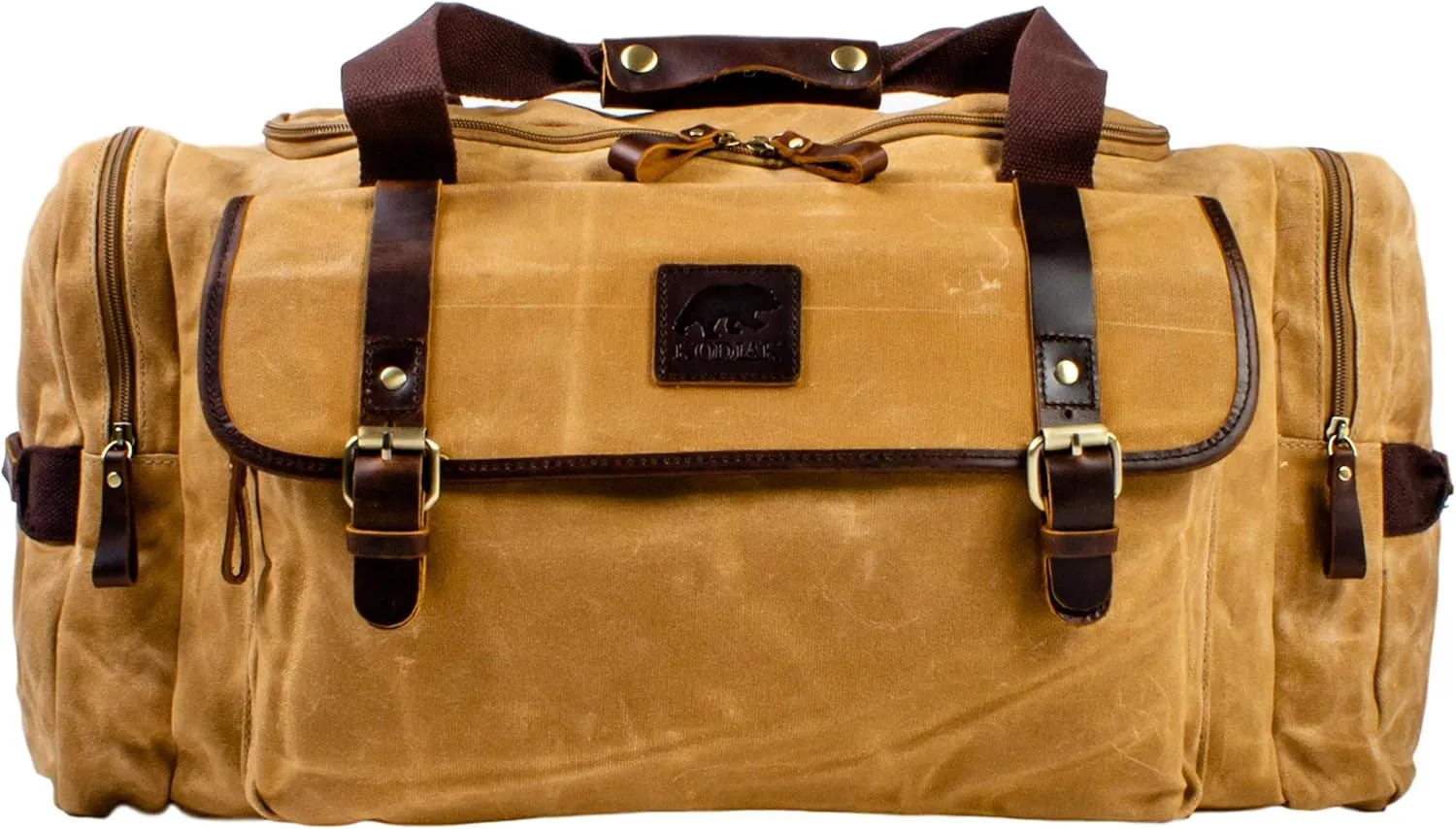 Kodiak Leather Weekender Denali Travel Duffel (25L), Canvas Outdoor Bag With Handles and Shoulder Strap