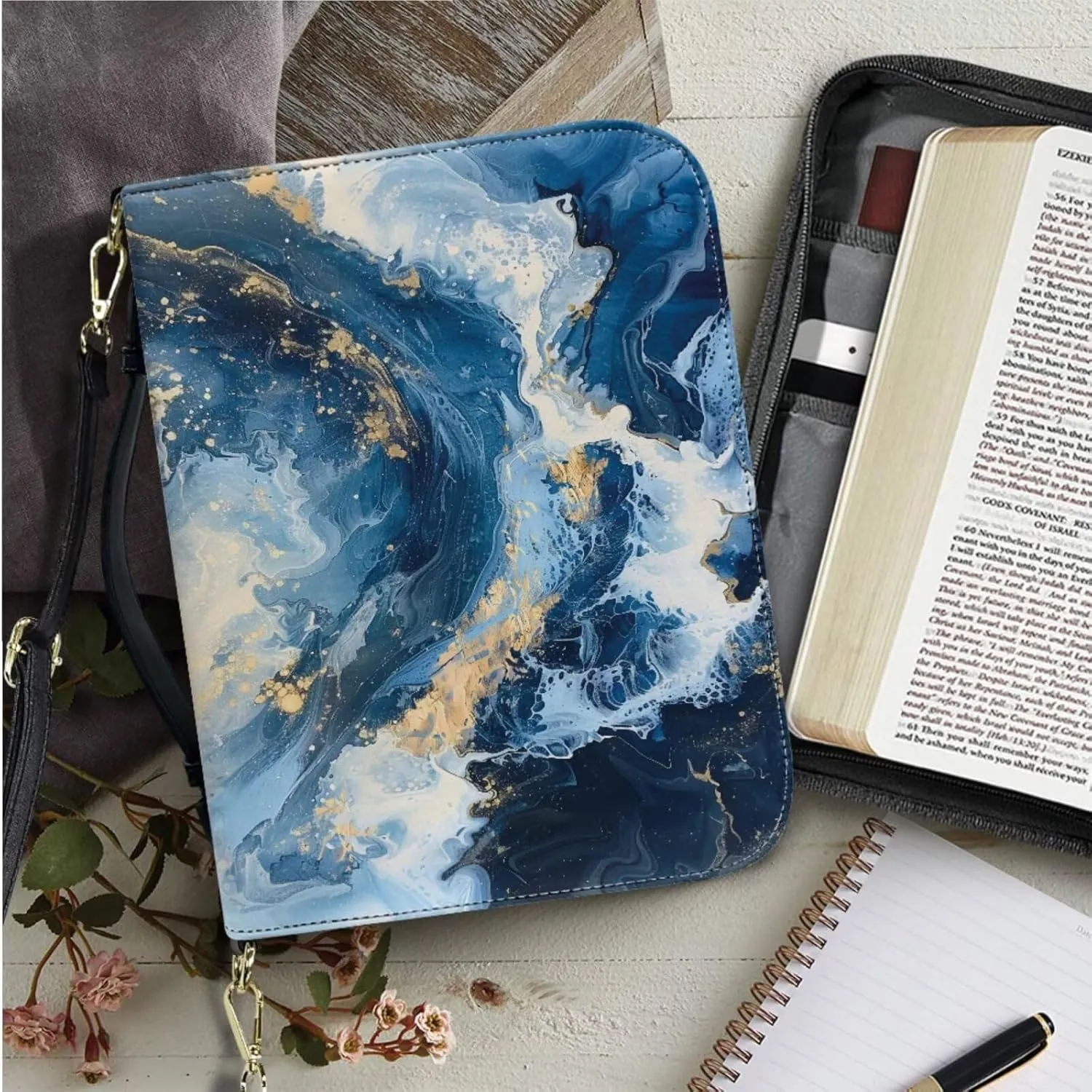 Kuiaobaty Bible Covers for Women Men Church Bag with Keychain Bible Case with Shoulder Strap Size M-2XL