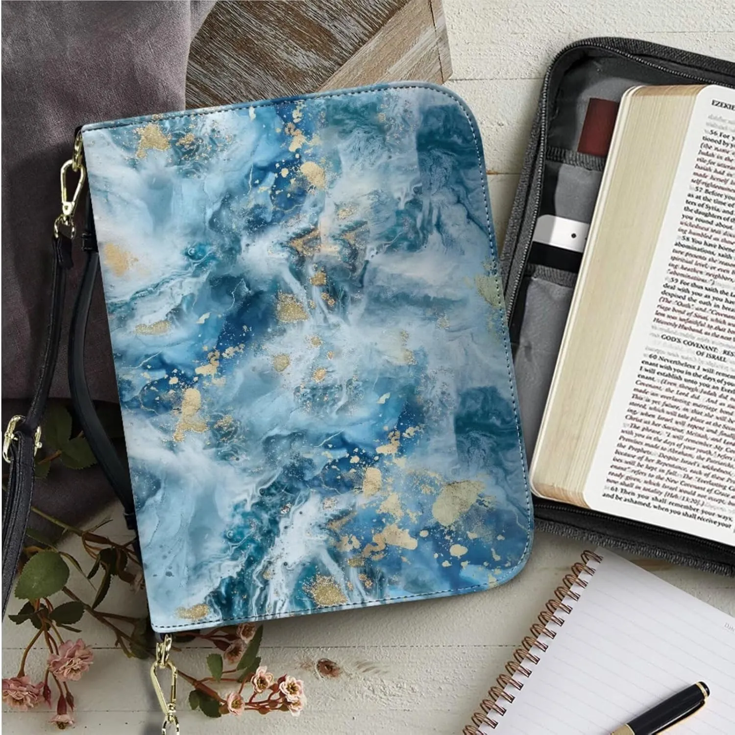 Kuiaobaty Bible Covers for Women Men Church Bag with Keychain Bible Case with Shoulder Strap Size M-2XL