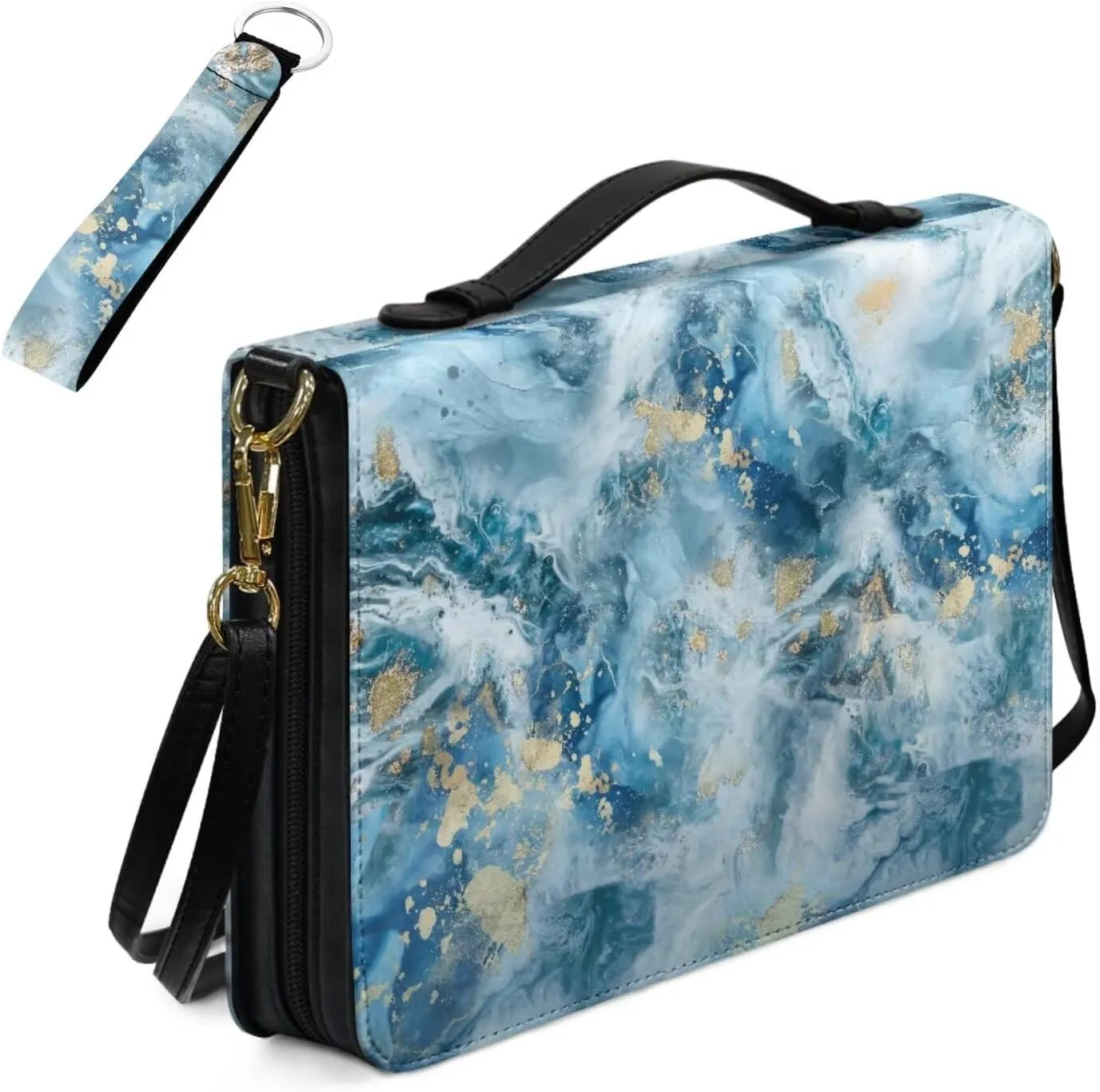 Kuiaobaty Bible Covers for Women Men Church Bag with Keychain Bible Case with Shoulder Strap Size M-2XL
