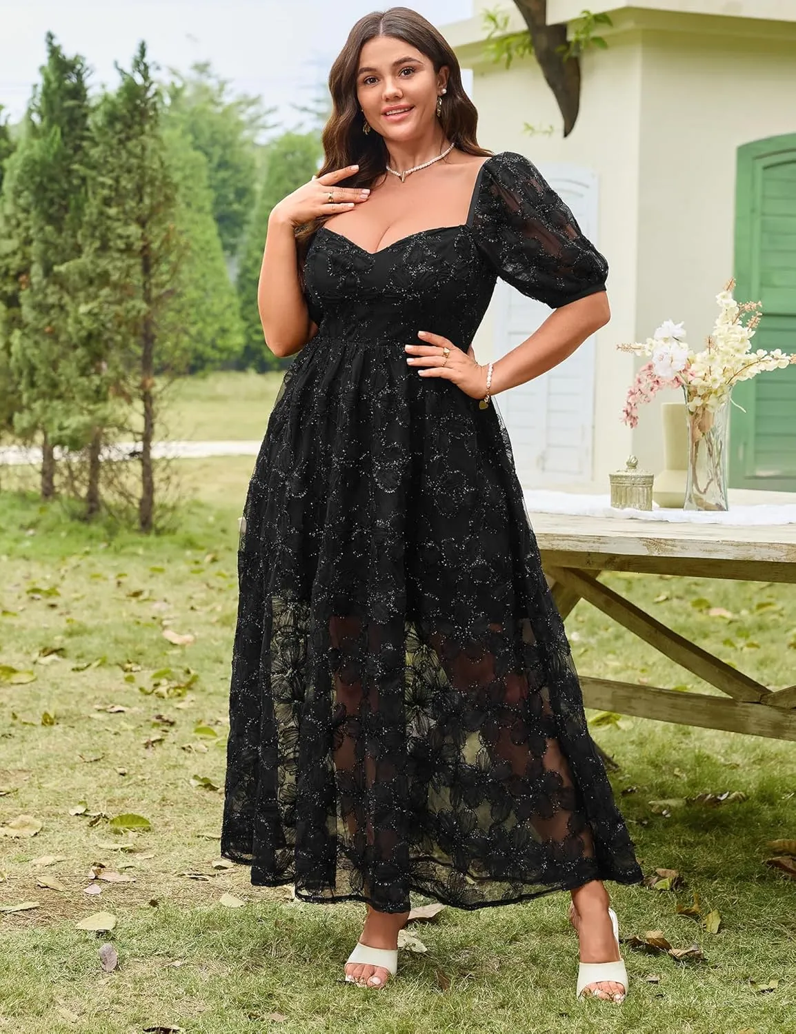 Lace Dresses for Women Wedding Guest Cocktail Semi Formal Party Evening Floral Dresses