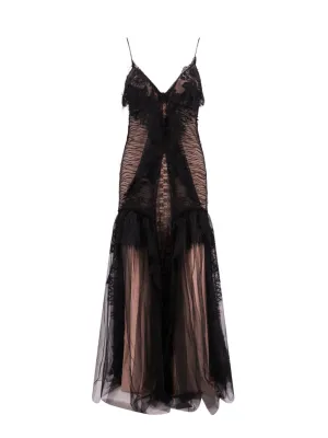 Lace Long Dress With Silk Blend Petticoat