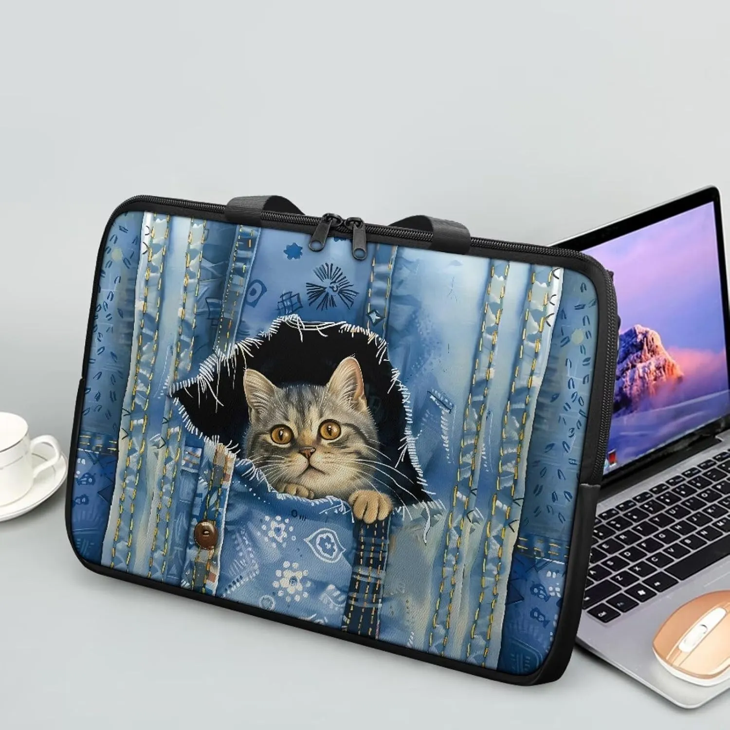 Laptop Bag Case Womens Mens Leather Briefcase with Handle Casual Computer Carrying Bag Cover 10 Inch- 17 Inch