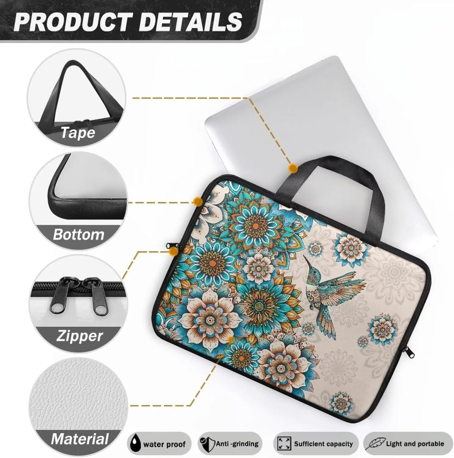 Laptop Bag Case Womens Mens Leather Laptop Sleeve Zipper Shockproof Computer Carrying Bag 10 Inch- 17 Inch
