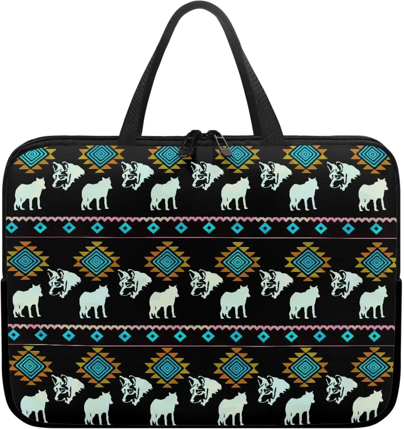 Laptop Carrying Case fits for 17In Laptop and Tablet,Cute Laptop Bag for Women,Mens Laptop Case,15.6 inch Laptop Tote Bag Aztec Wolves Print Laptop Sleeve Computer Case Laptop Handbag