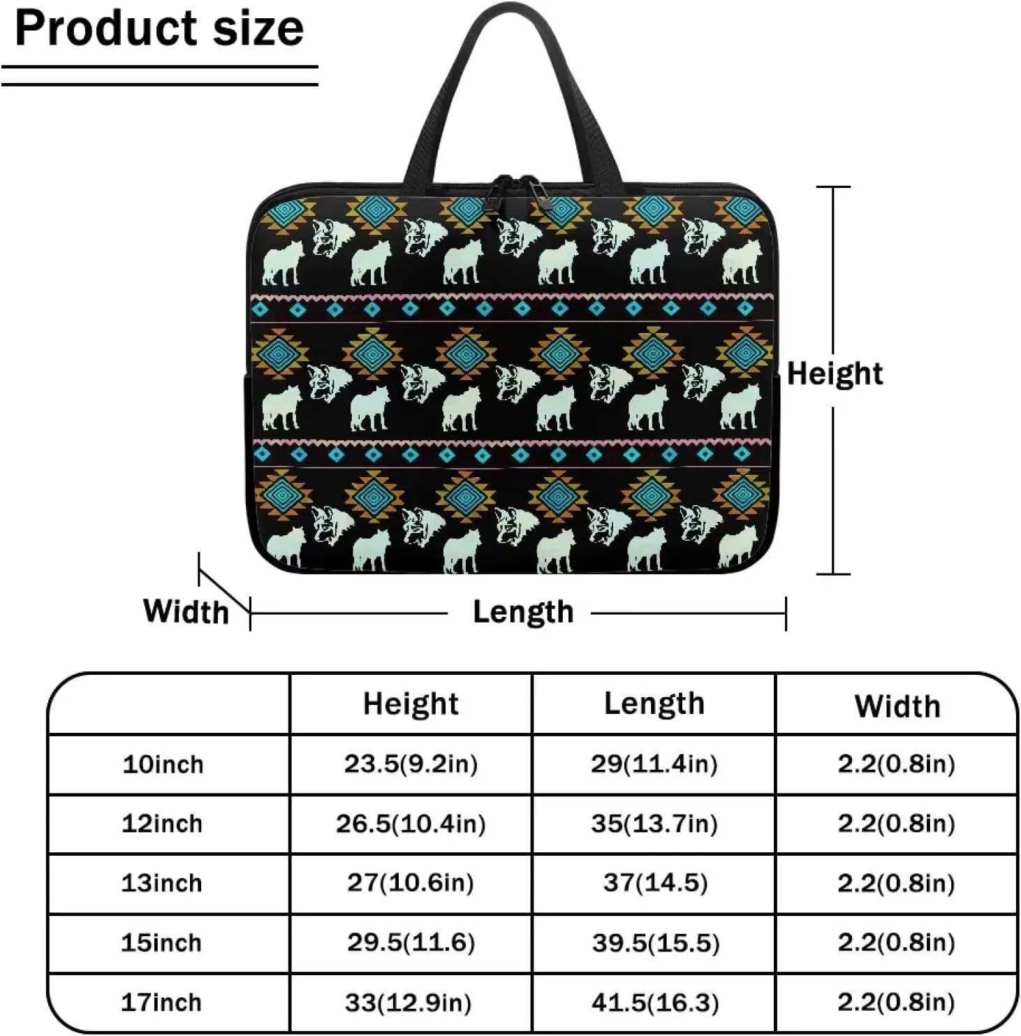 Laptop Carrying Case fits for 17In Laptop and Tablet,Cute Laptop Bag for Women,Mens Laptop Case,15.6 inch Laptop Tote Bag Aztec Wolves Print Laptop Sleeve Computer Case Laptop Handbag