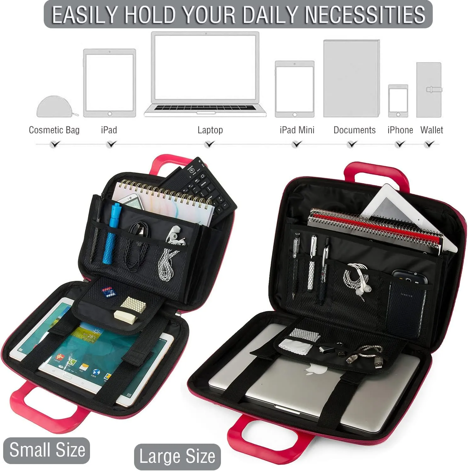 Laptop Shoulder Bag Hard Shell Leather Sleeve Case 11.6 12 12.9 Inch for Women Work Travel College for iPad Pro 13, iPad Air 13, iPad Pro 12.9, Galaxy Tab S9 S8 Plus
