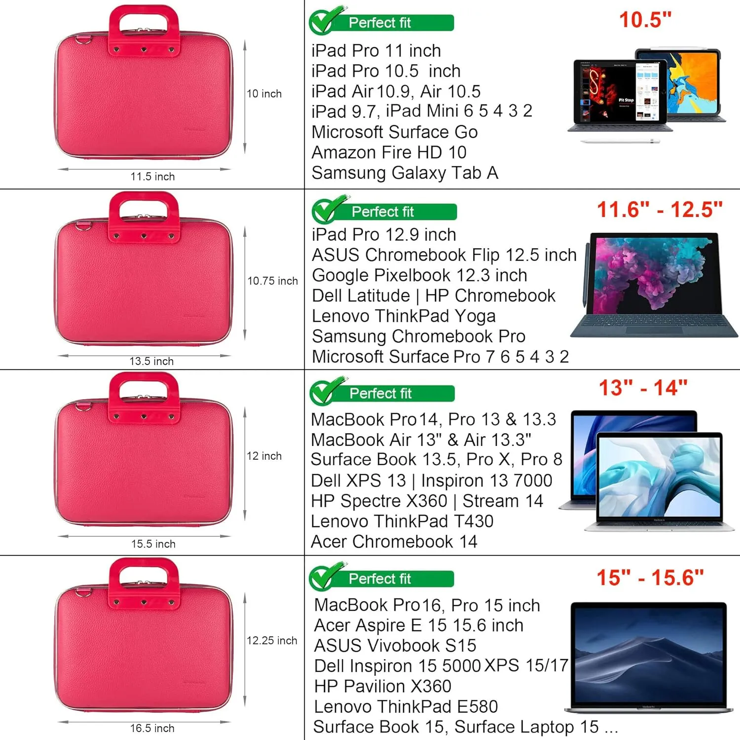 Laptop Shoulder Bag Hard Shell Leather Sleeve Case 11.6 12 12.9 Inch for Women Work Travel College for iPad Pro 13, iPad Air 13, iPad Pro 12.9, Galaxy Tab S9 S8 Plus