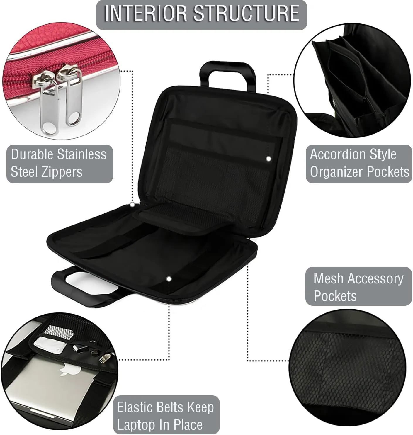 Laptop Shoulder Bag Hard Shell Leather Sleeve Case 11.6 12 12.9 Inch for Women Work Travel College for iPad Pro 13, iPad Air 13, iPad Pro 12.9, Galaxy Tab S9 S8 Plus