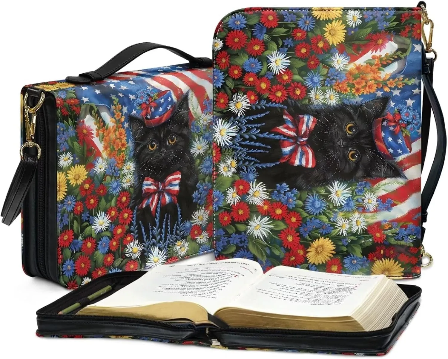 Large Bible Cover Case with Shoulder Strap, Leather Bible Case Church Bag, Portable Bible Tote Bag Gift for Christian