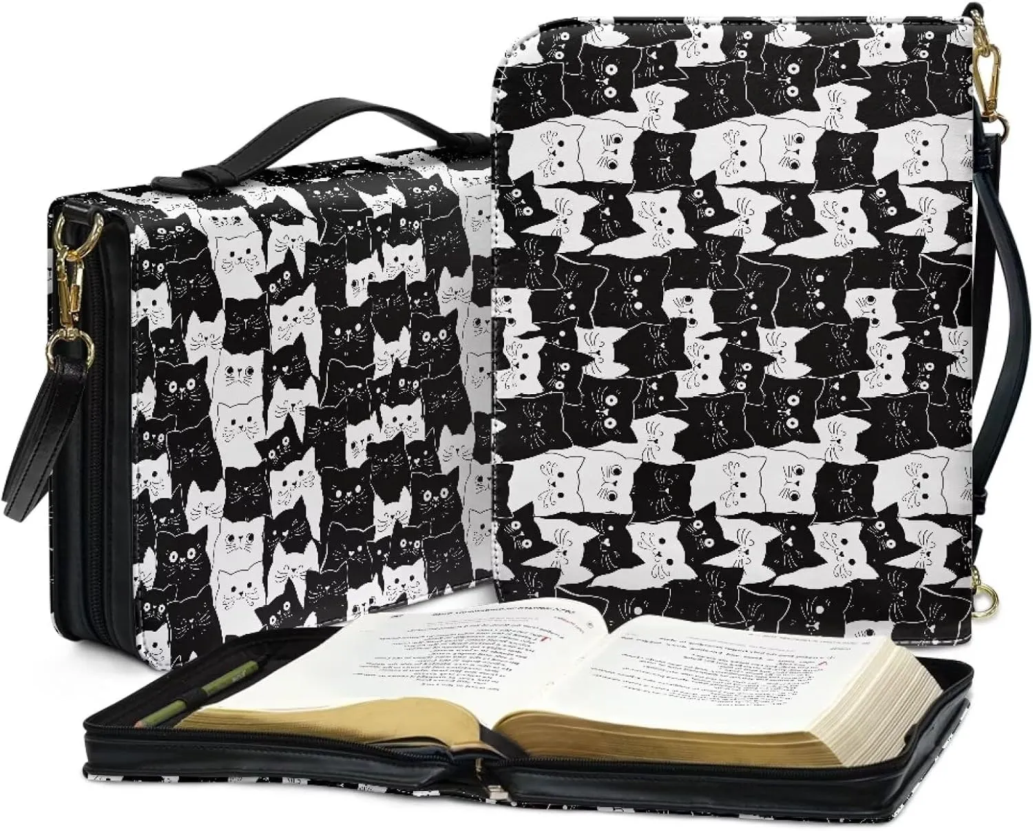 Large Bible Cover Case with Shoulder Strap, Leather Bible Case Church Bag, Portable Bible Tote Bag Gift for Christian