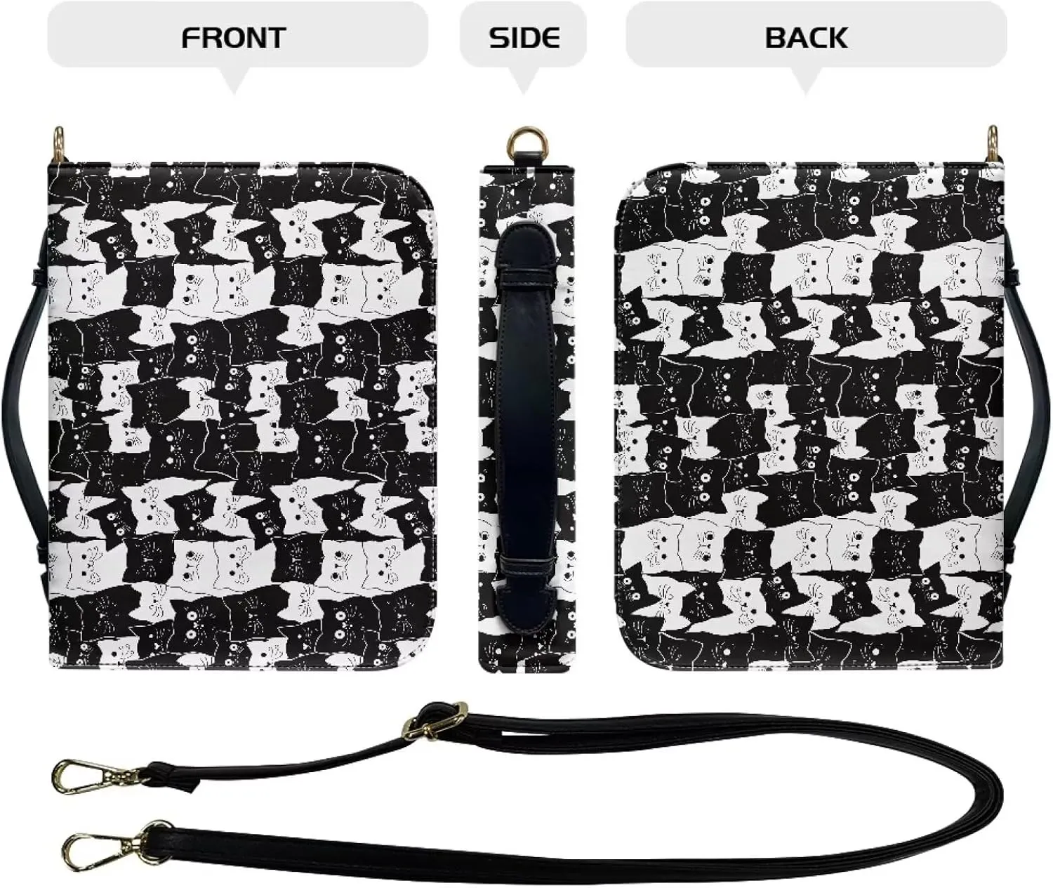 Large Bible Cover Case with Shoulder Strap, Leather Bible Case Church Bag, Portable Bible Tote Bag Gift for Christian