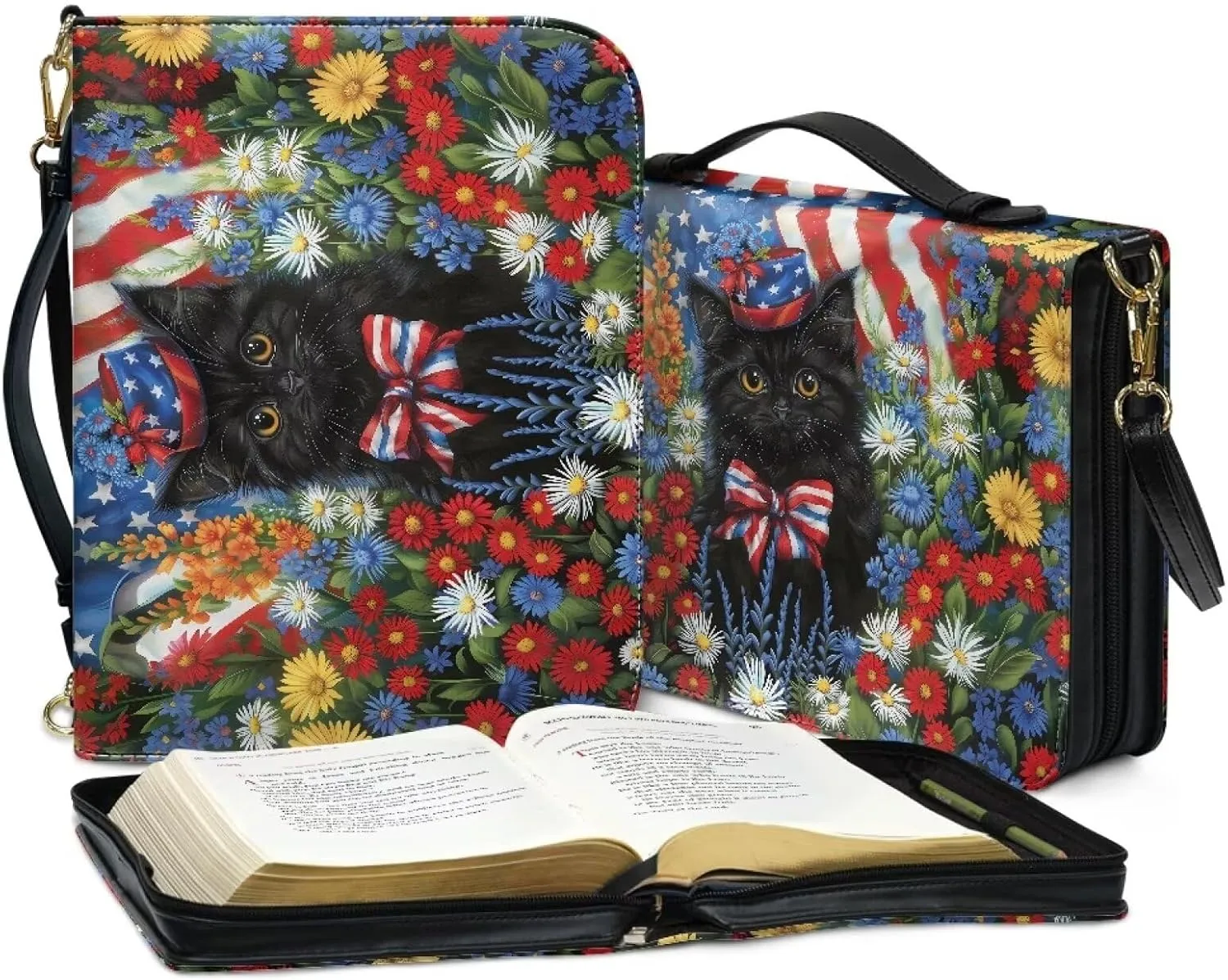Large Bible Cover Case with Shoulder Strap, Leather Bible Case Church Bag, Portable Bible Tote Bag Gift for Christian