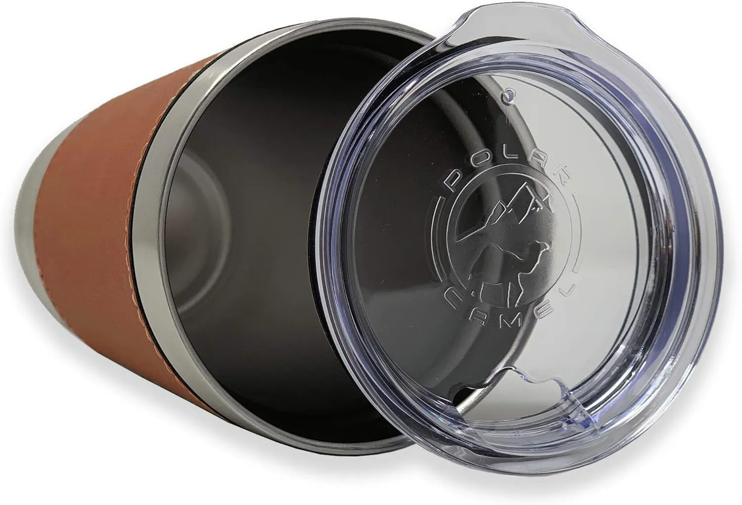 LaserGram 20oz Vacuum Insulated Tumbler Mug, Bass Fish, Personalized Engraving Included (Faux Leather, Dark Brown)