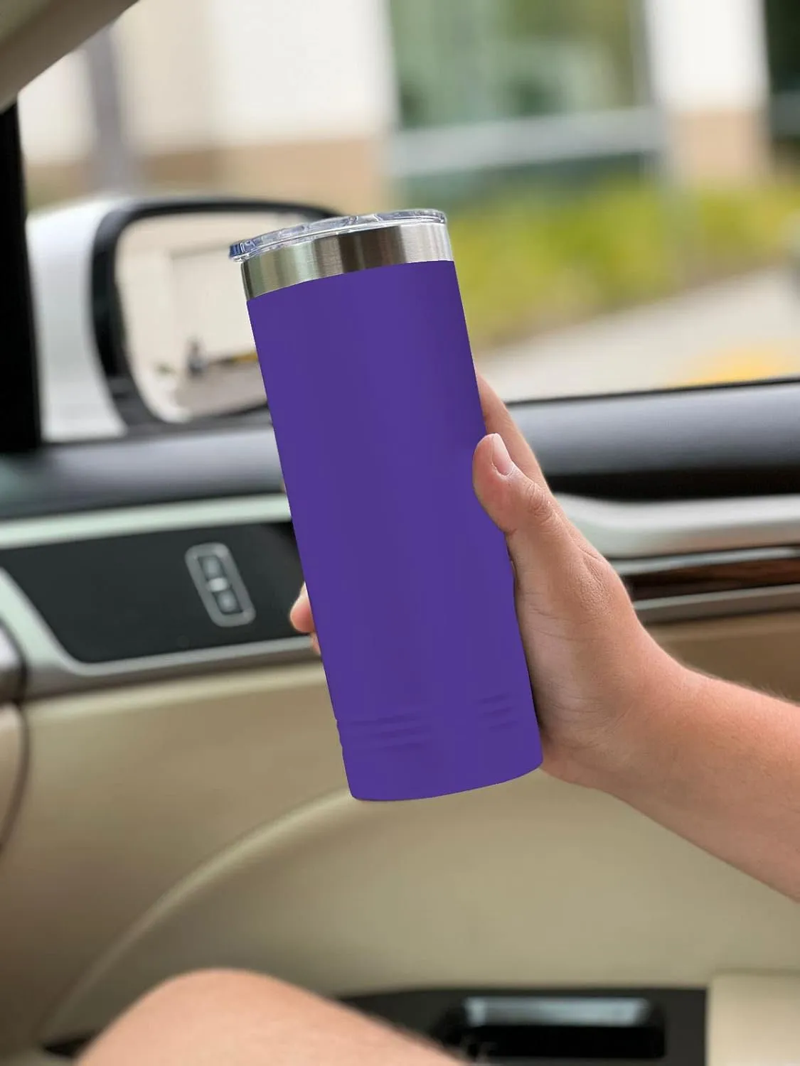 LaserGram 22oz Vacuum Insulated Skinny Tumbler, Boat Anchor, Personalized Engraving Included (Dark Purple)