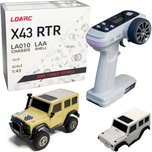 LDARC 1:43 Scale Mini RC Crawler RTR RC Rock Truck 4x4 2.4GHZ Hobby Grade Remote Control Car Model Vehicle RC Buggy, Comes with a DIY Replaceable Body Shell(Desert Yellow)