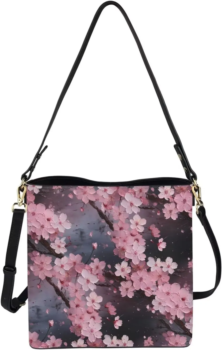 Leather Bucket Tote Bag Purse for Work, Rustic Style Floral Women PU Leather Purse Cross Body Handbag Top Handle
