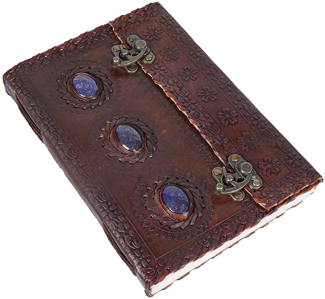 Leather Journal Book Medieval Stone Embossed Handmade Book of Shadows Vintage Notebook Office Diary College Book Poetry Book Sketch Book 10 x 7 Inches - Gift for Women & Men
