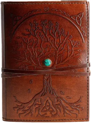 Leather Journal in Brown 8x6 Refillable Lined Paper Tree of Life Handmade writing Notebook Diary Leather Bound Daily Notepad for women and men Writing pad for Artist Sketch
