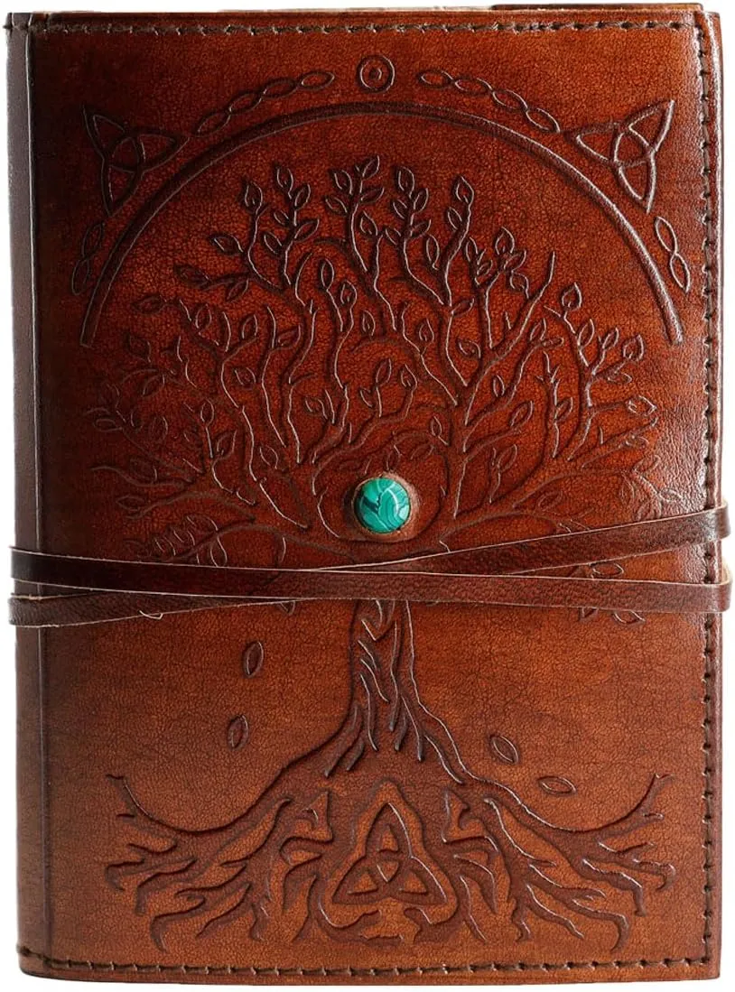 Leather Journal in Brown 8x6 Refillable Lined Paper Tree of Life Handmade writing Notebook Diary Leather Bound Daily Notepad for women and men Writing pad for Artist Sketch