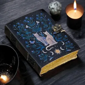 Leather Journal Notebook Cat Print