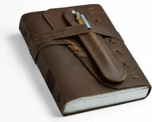 Leather Journal Notebook for Men & Women Daily Vintage Leather Bound Journal Travel Notebook 290 Lined Paper Diary Writing Journal Travelers Scrapbook Poetry Sketchbook Small Leather Gifts with Pen