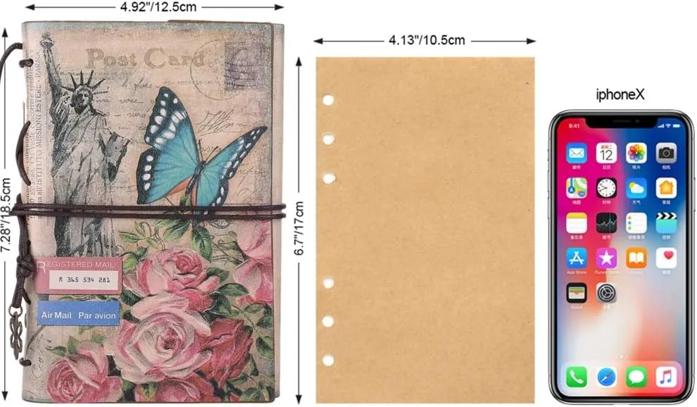 Leather Journal Notebook, MALEDEN Vintage Travel Journal for Women Refillable Sketchbook Diary Planner with Unlined Pages and Zipper Pocket