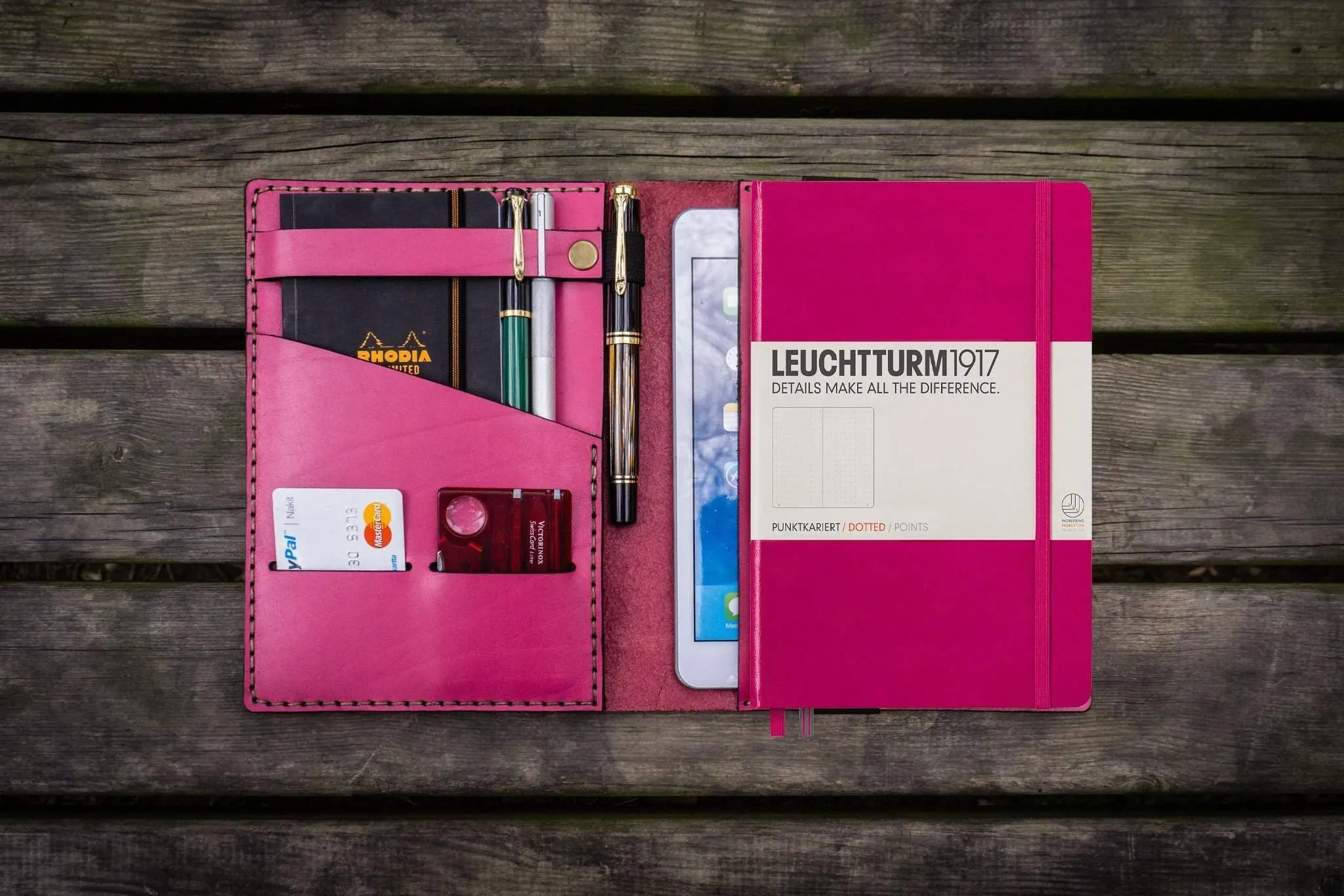 Leather Leuchtturm1917 A5 Notebook Cover - Pink