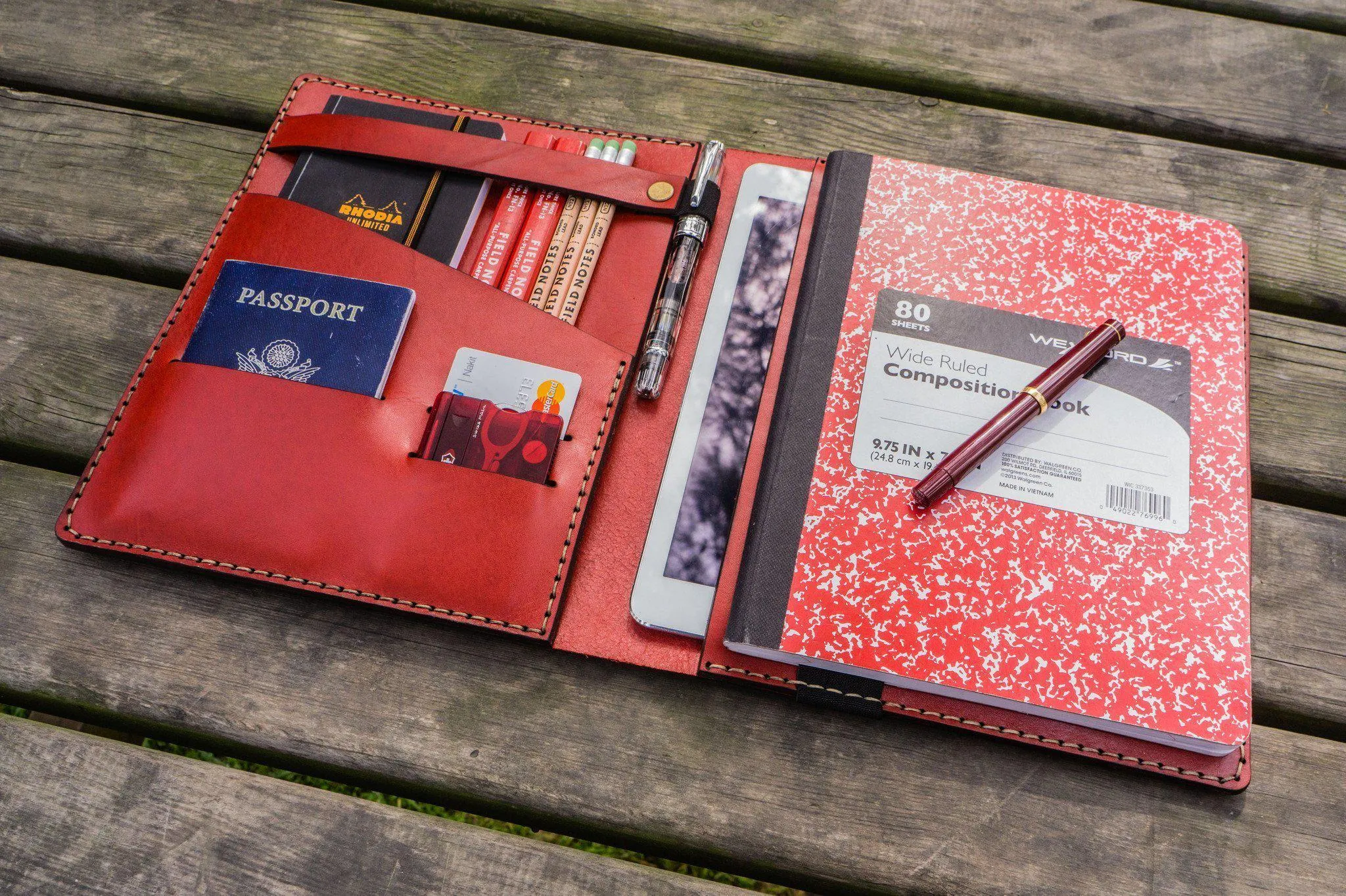 Leather Leuchtturm1917 B5 Notebook & iPad Air/Pro Cover - Red