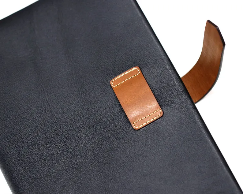 Leather Notebook Cover Refillable Black