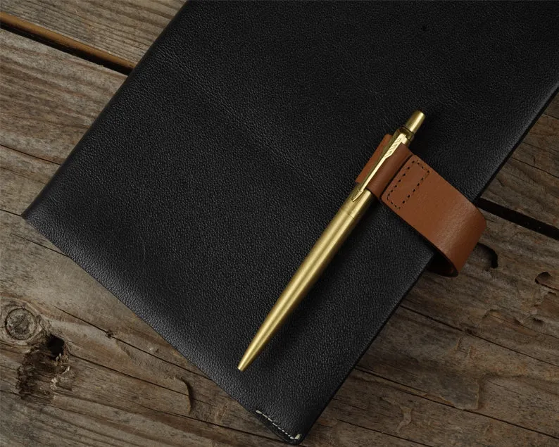 Leather Notebook Cover Refillable Black