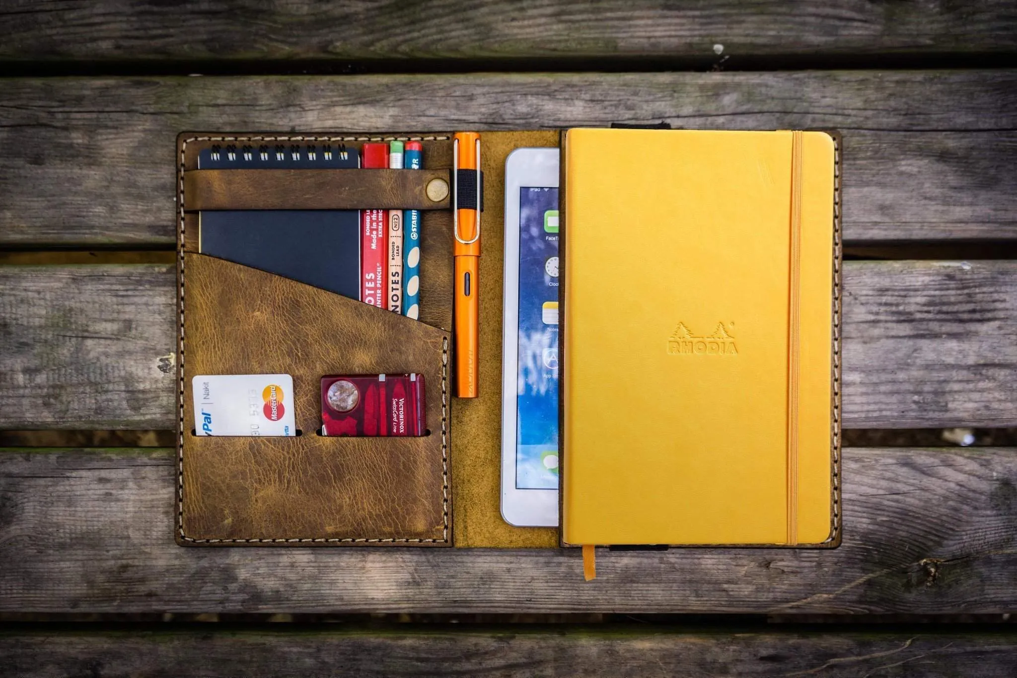 Leather Rhodia A5 Notebook & iPad Mini Cover - Crazy Horse Brown