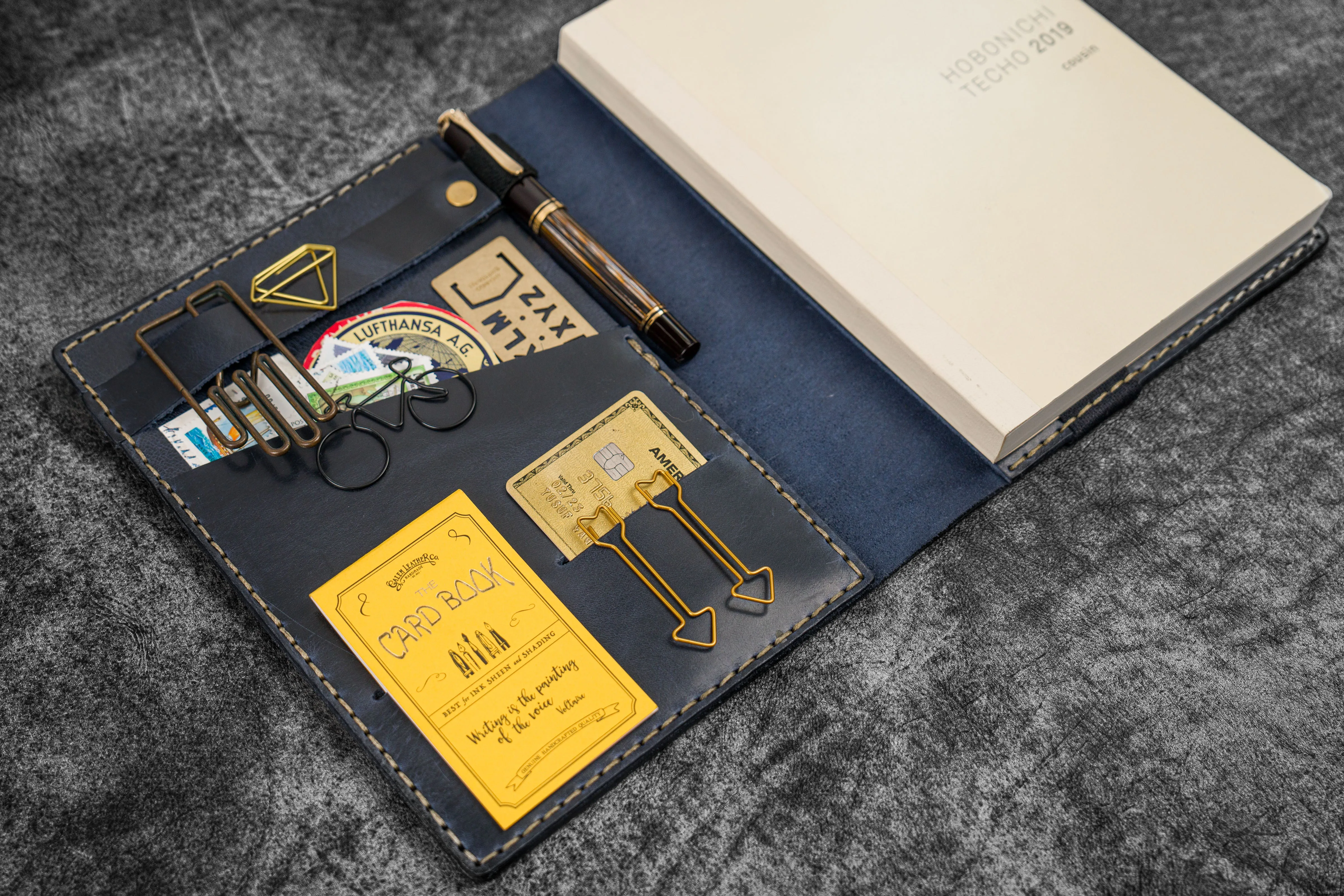 Leather Rhodia A5 Notebook & iPad Mini Cover - Crazy Horse Navy Blue
