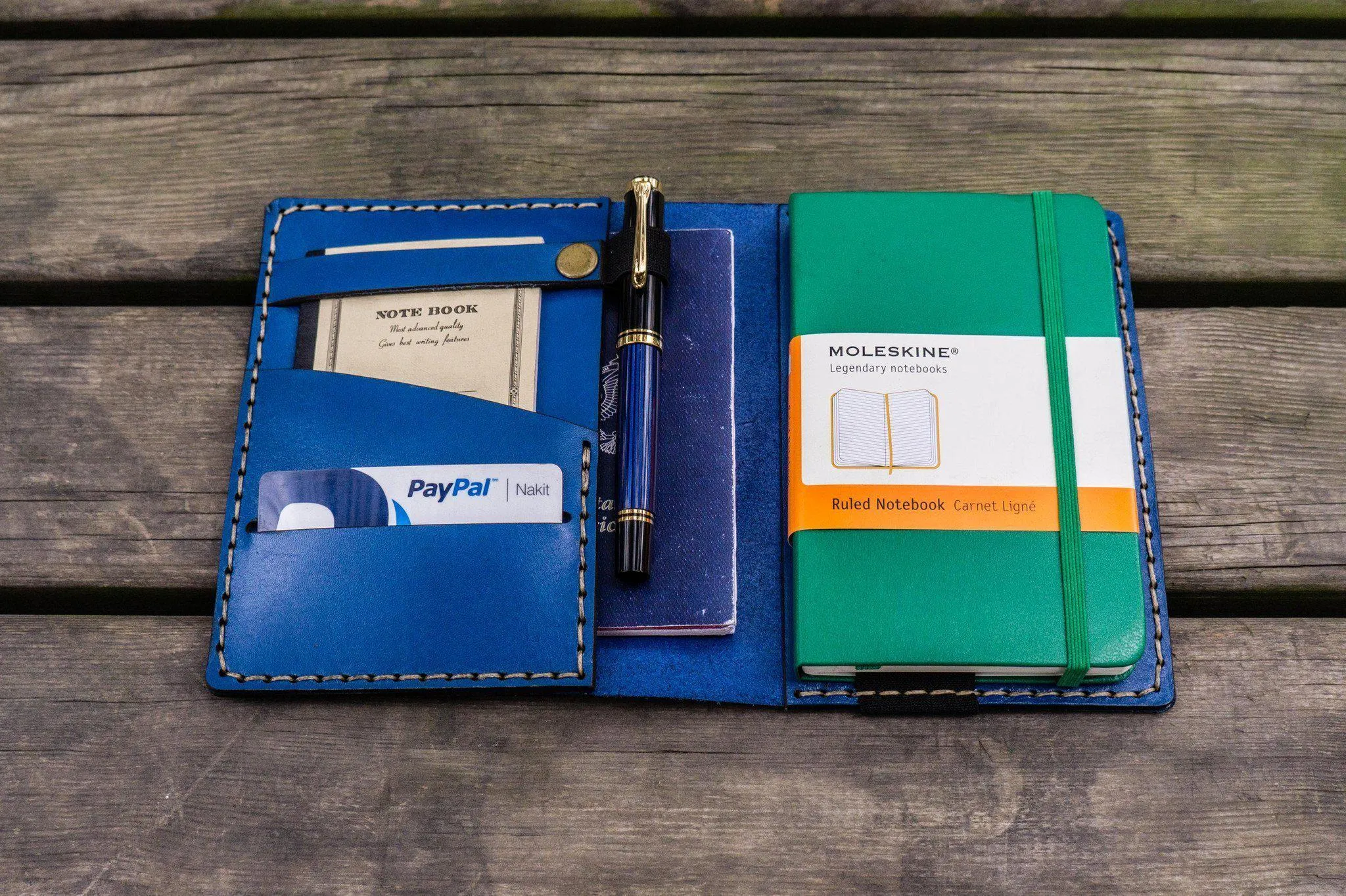 Leather Rhodia A6 Notebook Cover - Blue