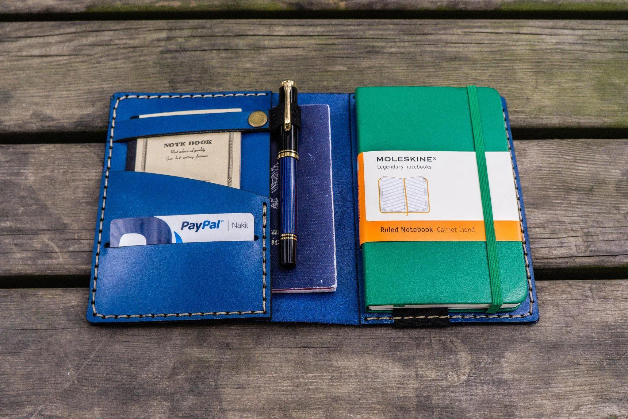 Leather Rhodia A6 Notebook Cover - Blue
