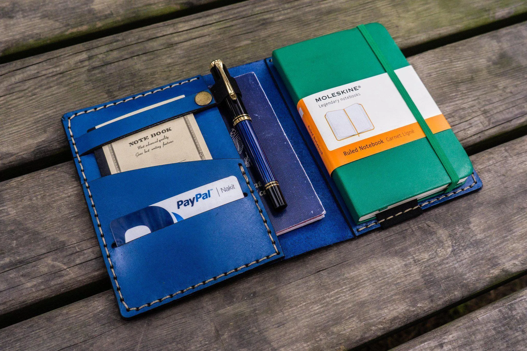 Leather Rhodia A6 Notebook Cover - Blue