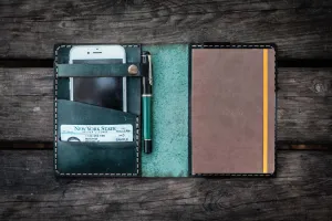 Leather Rhodia A6 Notebook Cover - Crazy Horse Forest Green