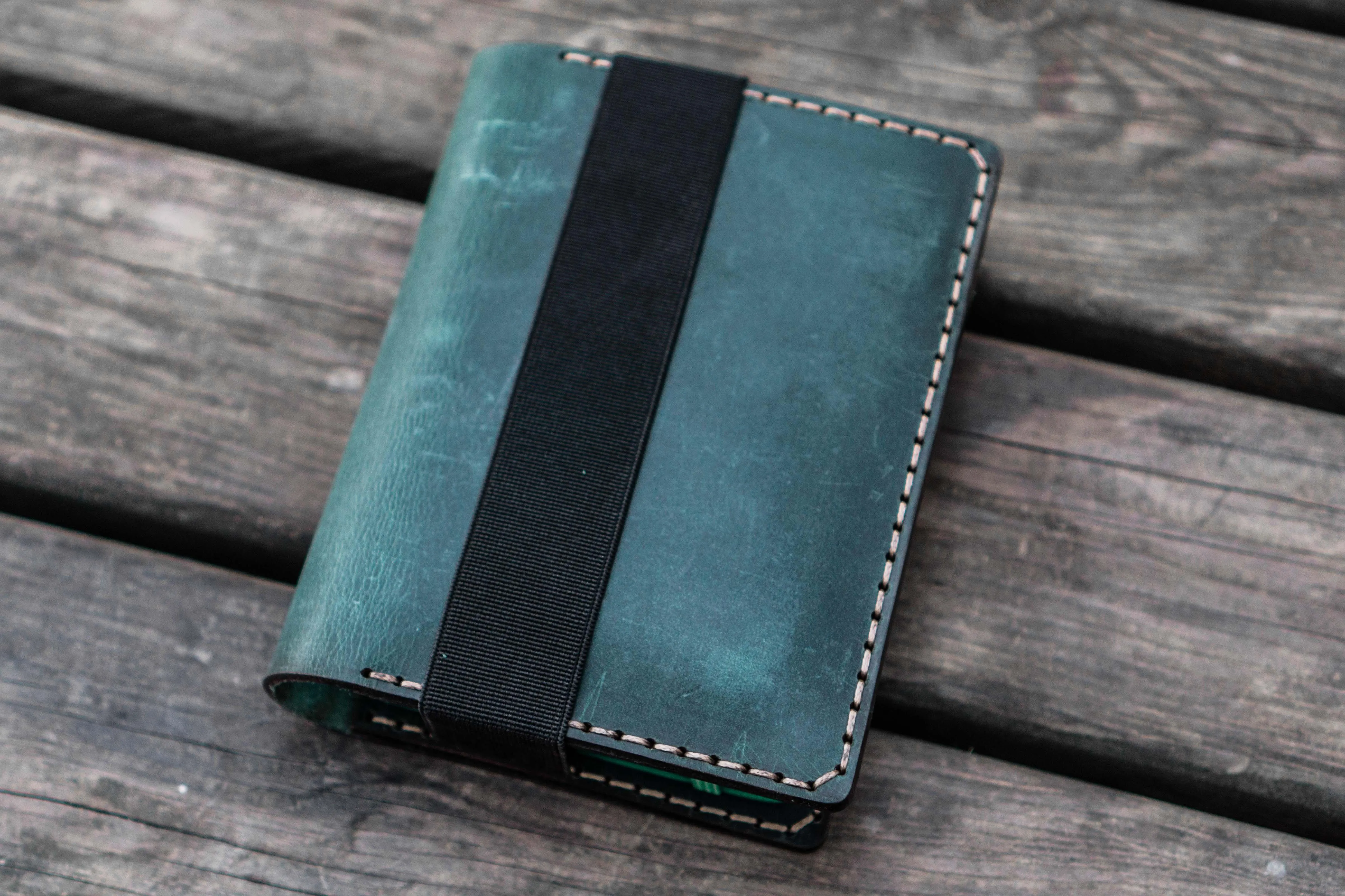 Leather Rhodia A6 Notebook Cover - Crazy Horse Forest Green
