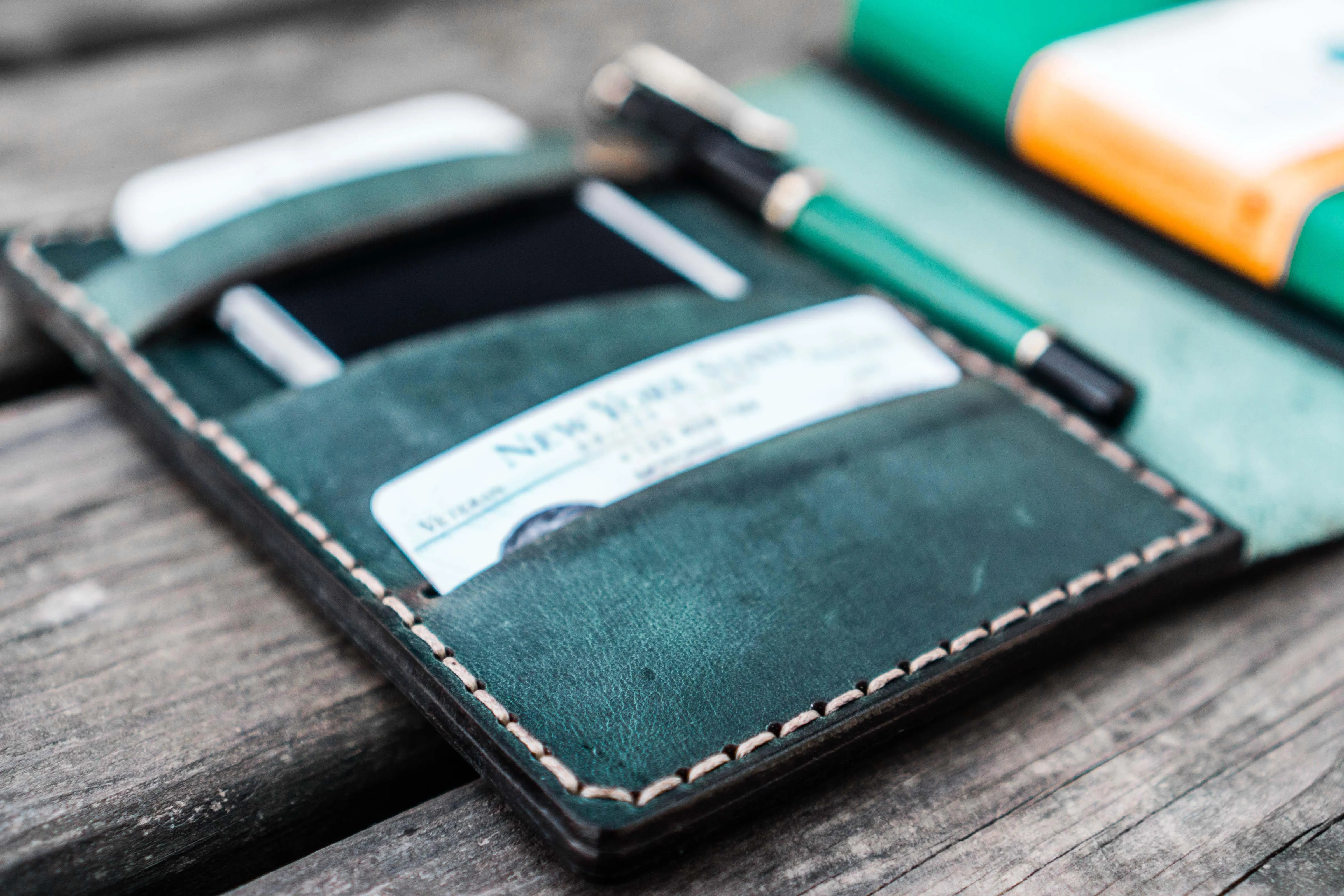 Leather Rhodia A6 Notebook Cover - Crazy Horse Forest Green