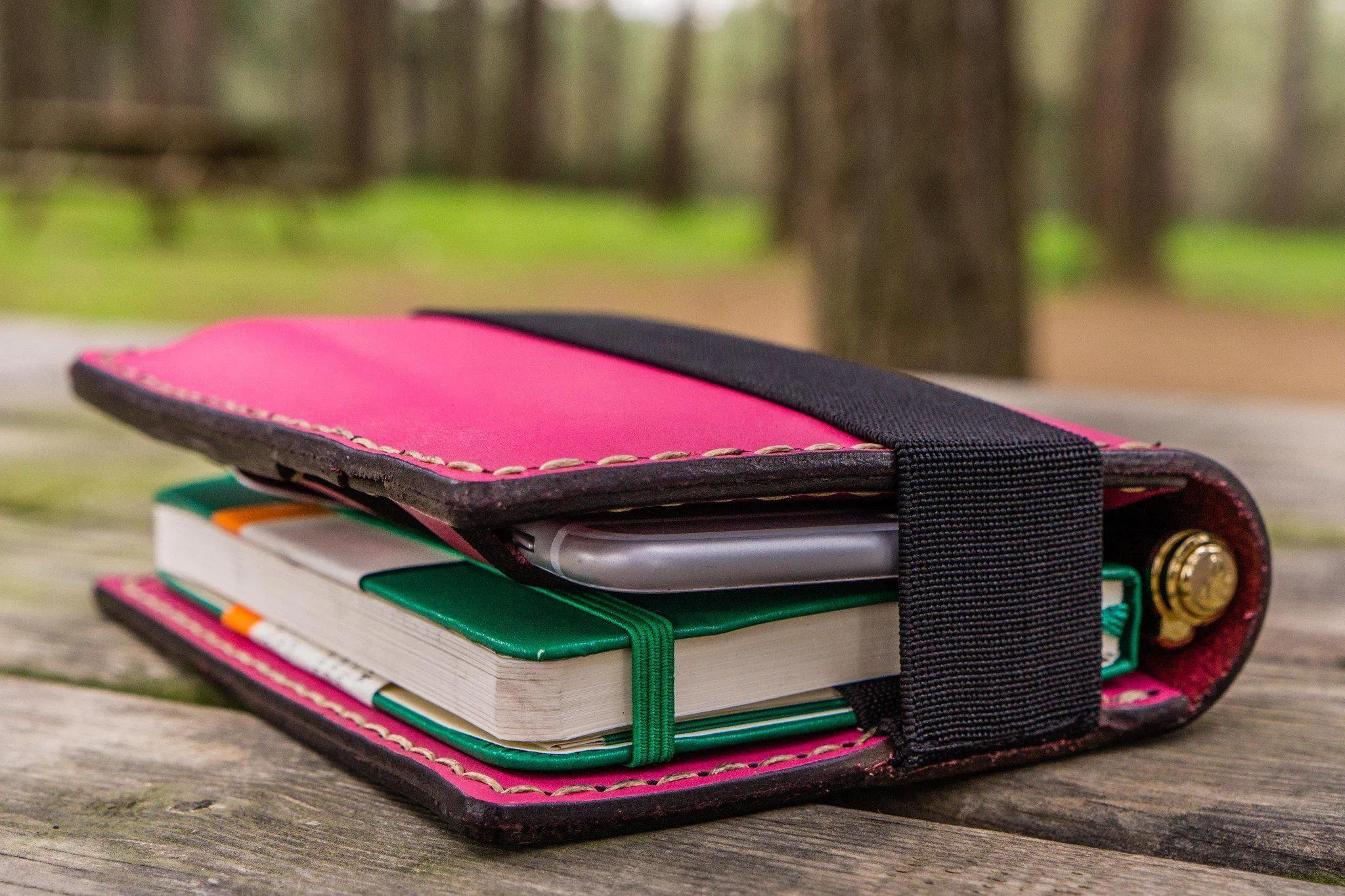 Leather Rhodia A6 Notebook Cover - Pink