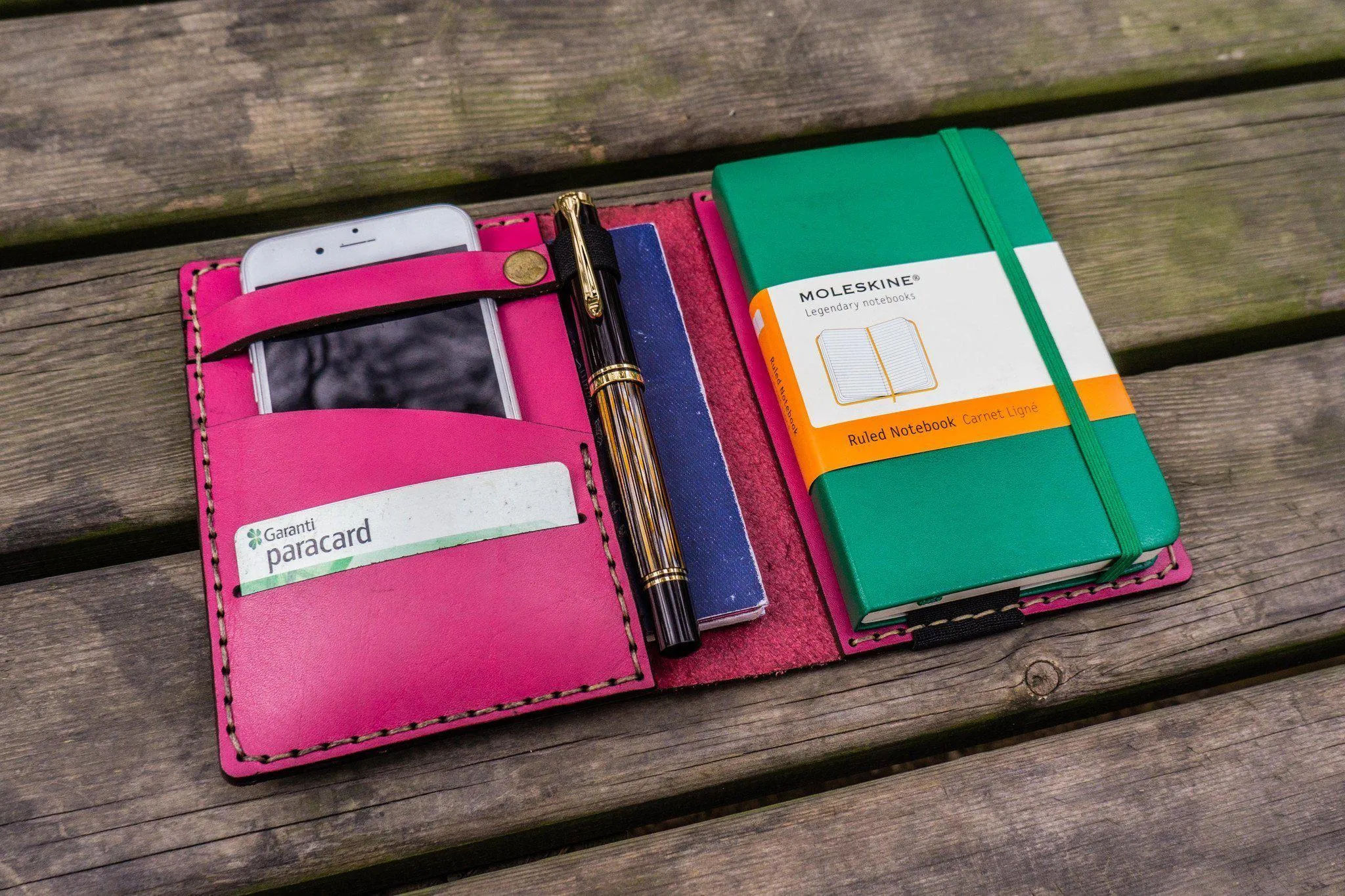 Leather Rhodia A6 Notebook Cover - Pink