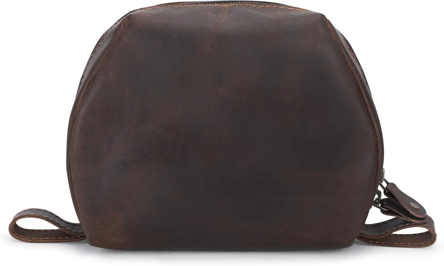 Leather Travel Makeup Bag – Large Cosmetic Case with Brush Holders, Clear Toiletry Organizer for Women, Professional Makeup Pouch (Brown) (Small Toiletry Kit)