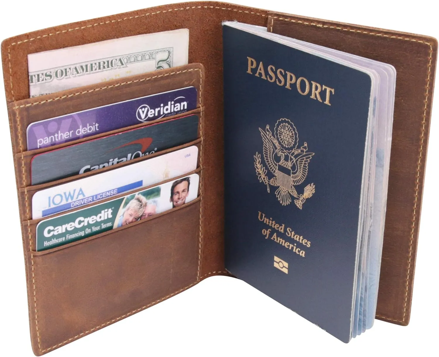 Leather Travel Wallet with Passport Holder - Genuine Leather Case with RFID Blocking for Men and Women - Passport Wallet, Leather Folding Wallet for Passports