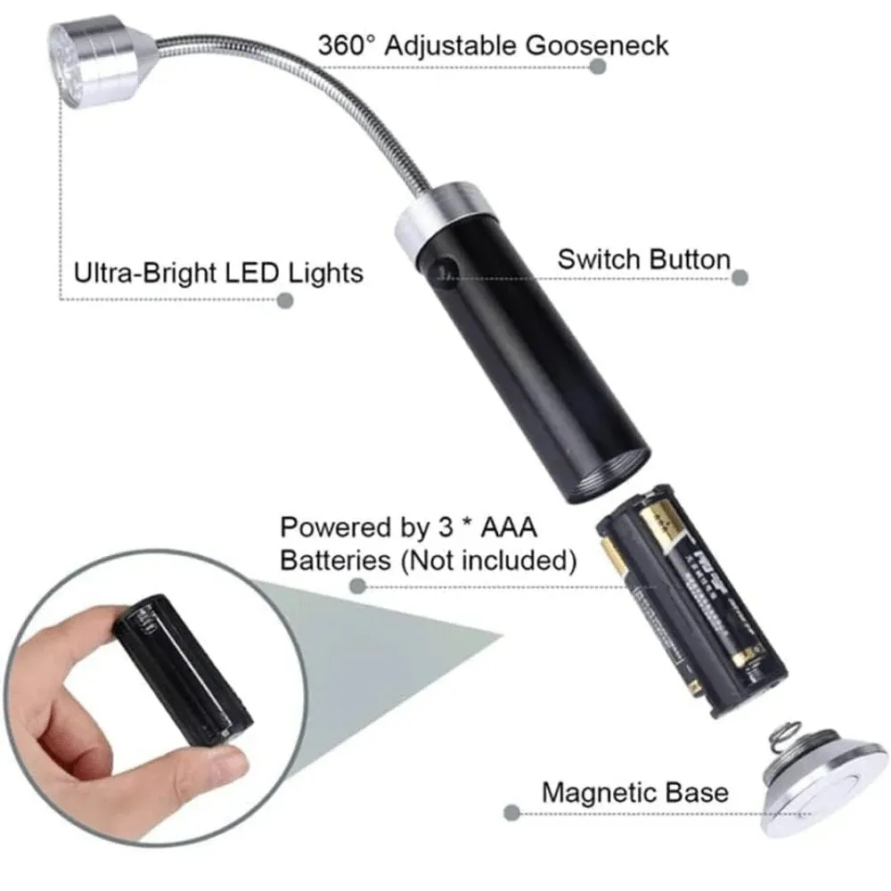 LED Magnetic BBQ Lights - Adjustable Flexible 360 Degrees Heat Resistant Gooseneck Light