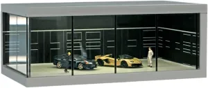 LED Show Case With Lights - Stackable Car Display Case, Miniature Car Display Case | 1/64 Scale Model Car Display Cabinet, Realistic Parking Lot, Stackable Vehicle Toy Organizer With Light For Collect