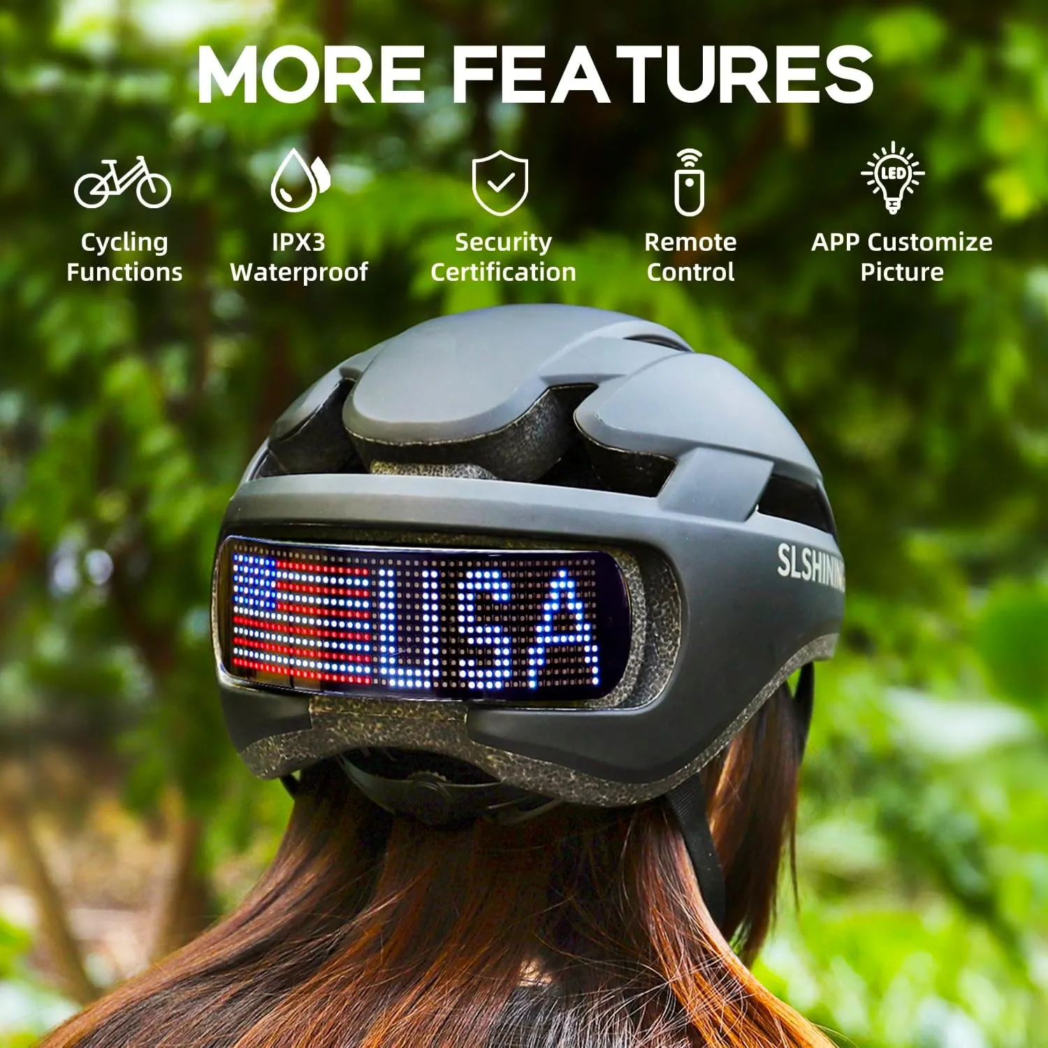 LED Smart Adult Bike Helmet with APP/Remote Control | Unisex Mountain Bicycle Helmet with Turn Signals, Speedometer, Programmable Patterns | Waterproof Road Cycling Helmet for Night Rides